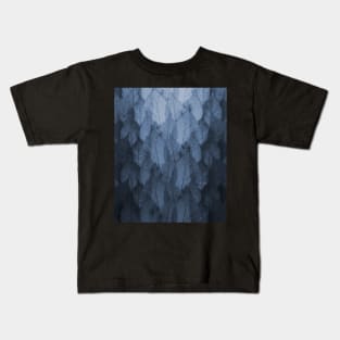 Autumn Blue Leaves Gradient Pattern Kids T-Shirt